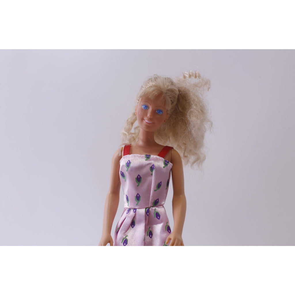 Barbie Doll Or Maxie Doll in Pink Dress with Purple Flowers, Blonde, Mattel, Fashion Doll, Poseable, Collectible, ~ 241226-WH M-21-06