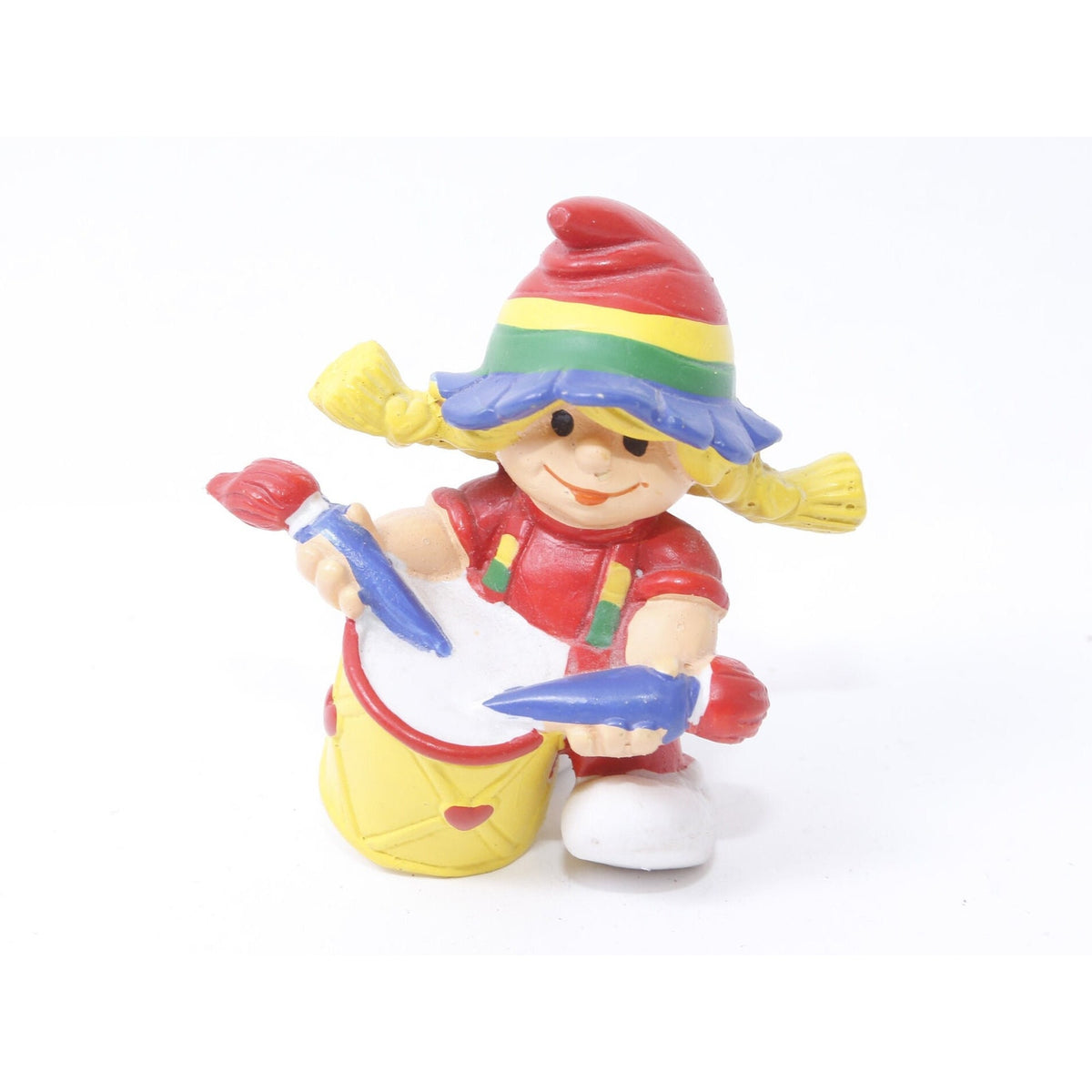 Rainbow Kids Brite LGBT, Pride, Girl with Drums, 2 1/2", PVC, Figure, Rainbow Hat, Red White Outfit, Toy, Vintage, Collectible, ~ 20-01-451