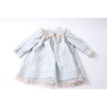 Antique Doll Dress Baby Girl Dress, Blue, Lace, Retro Style, Pin, Jewelry, 14", Baby Clothes, Kids, Fashion, Outfit, Vintage, ~20-01-512