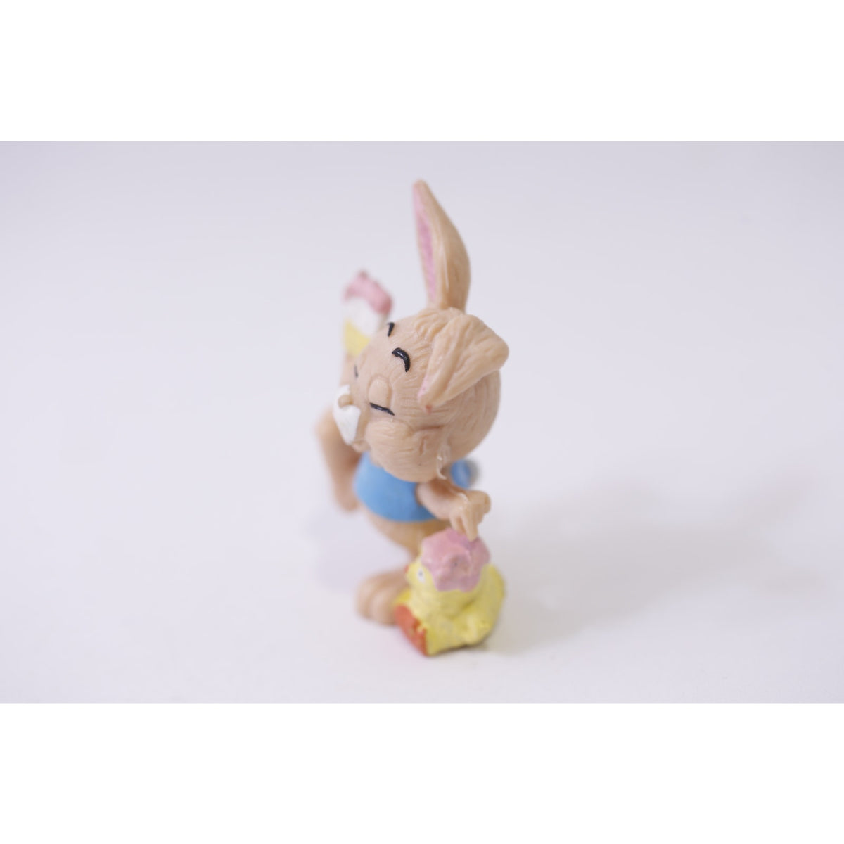 Easter Bunny PVC Figure Holding Paintbrush with Chick 1980s Toy, 251028-WH 289