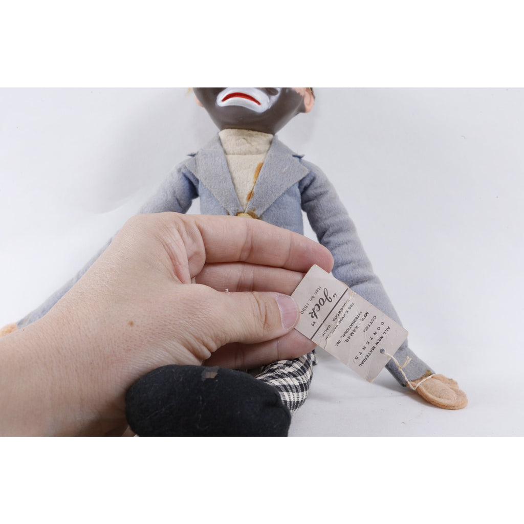 Kamar Company Sample Jock, Sad Clown, Gray White Outfit, Hat, No 1590, Soft, Plush, Doll, Vintage, ~ 271