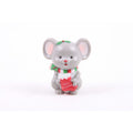 Russ Berrie Grey Christmas Mouse PVC Figure With Stocking 1980s Figure ~ 260219-WH 178