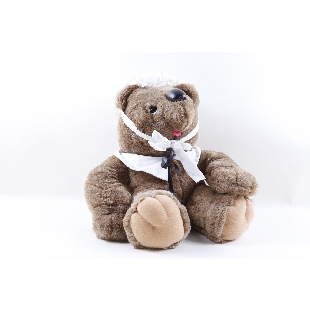 HUGE Kamar, Rare, Prototype, Sample, OOAK, hand made, Sitting Bear With Bonner, 1987, White Hat, Brown, Soft, Plush, Doll, Toy, - M-01-08