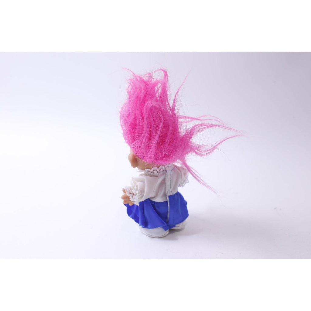 Russ Trolls Around The World, Doll, My Lucky Troll From Israel, White-Blue Dress, Pink Hair, Collectible, Souvenir, ~ 241230-WH 13