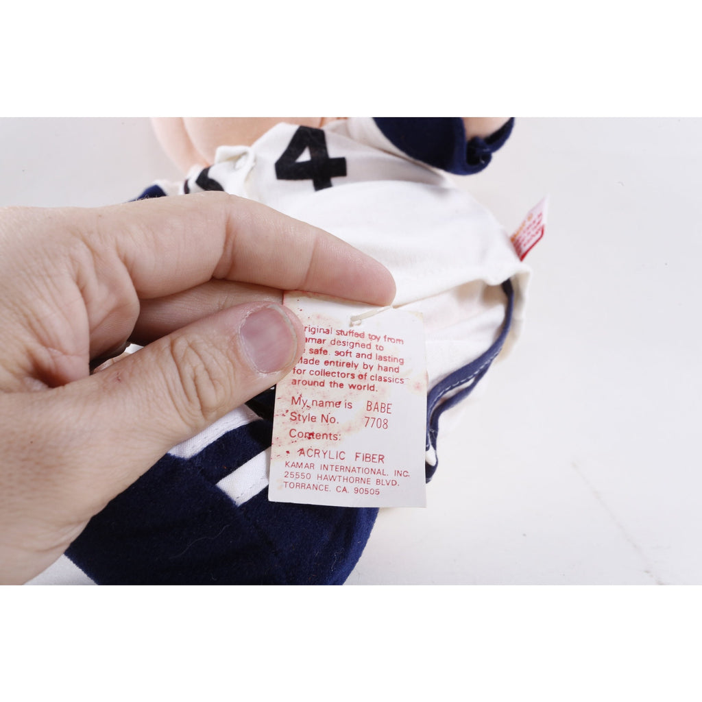 Kamar, Rare, Production Sample, Babe Ruth, Baseball Player, White Blue Uniform, Style 7708, Soft, Plush, Doll, Vintage 20-01-272