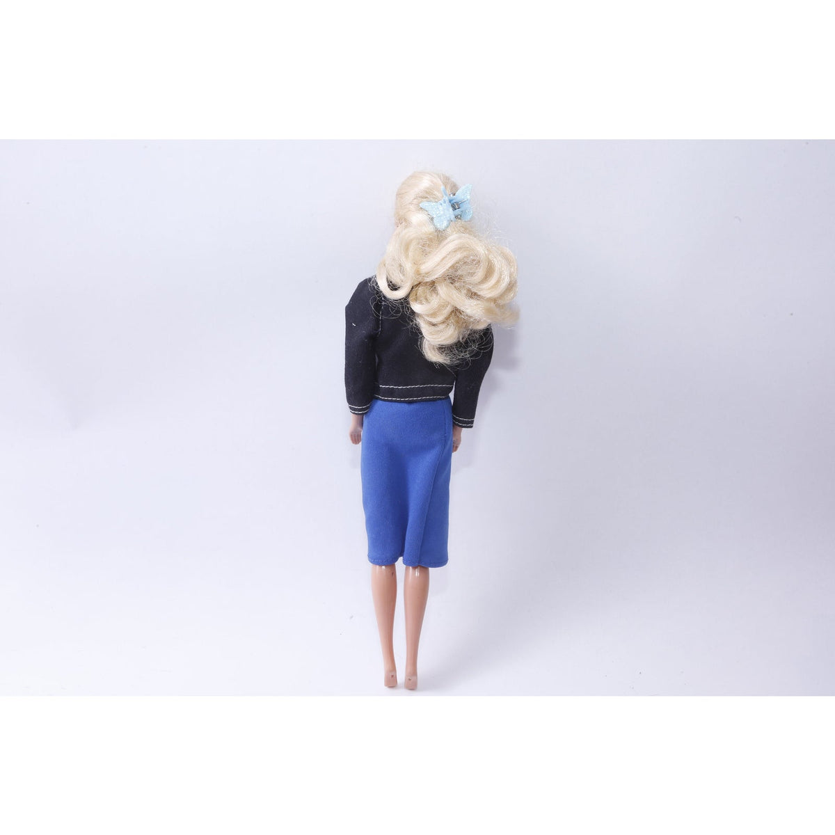 Mattel, Barbie, Dressed Doll, 11 1/2", Poseable, Blonde Hair, Black Coat, Blue Shirt, Fashion Doll, Vintage, Collectible, ~ 20-01-575