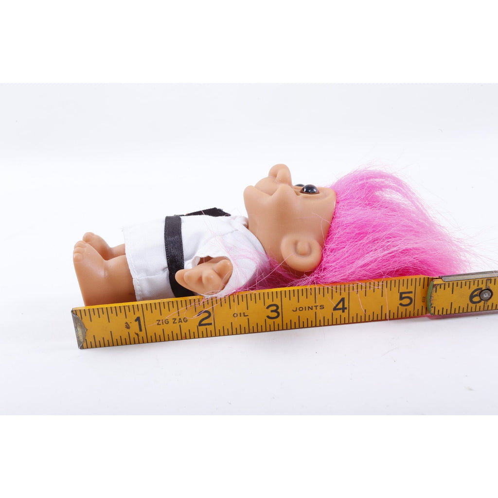Vintage Dressed Russ Troll Karate Fighter Toy Doll White Kimono Magenta Hair Collection 260420-WH 1019