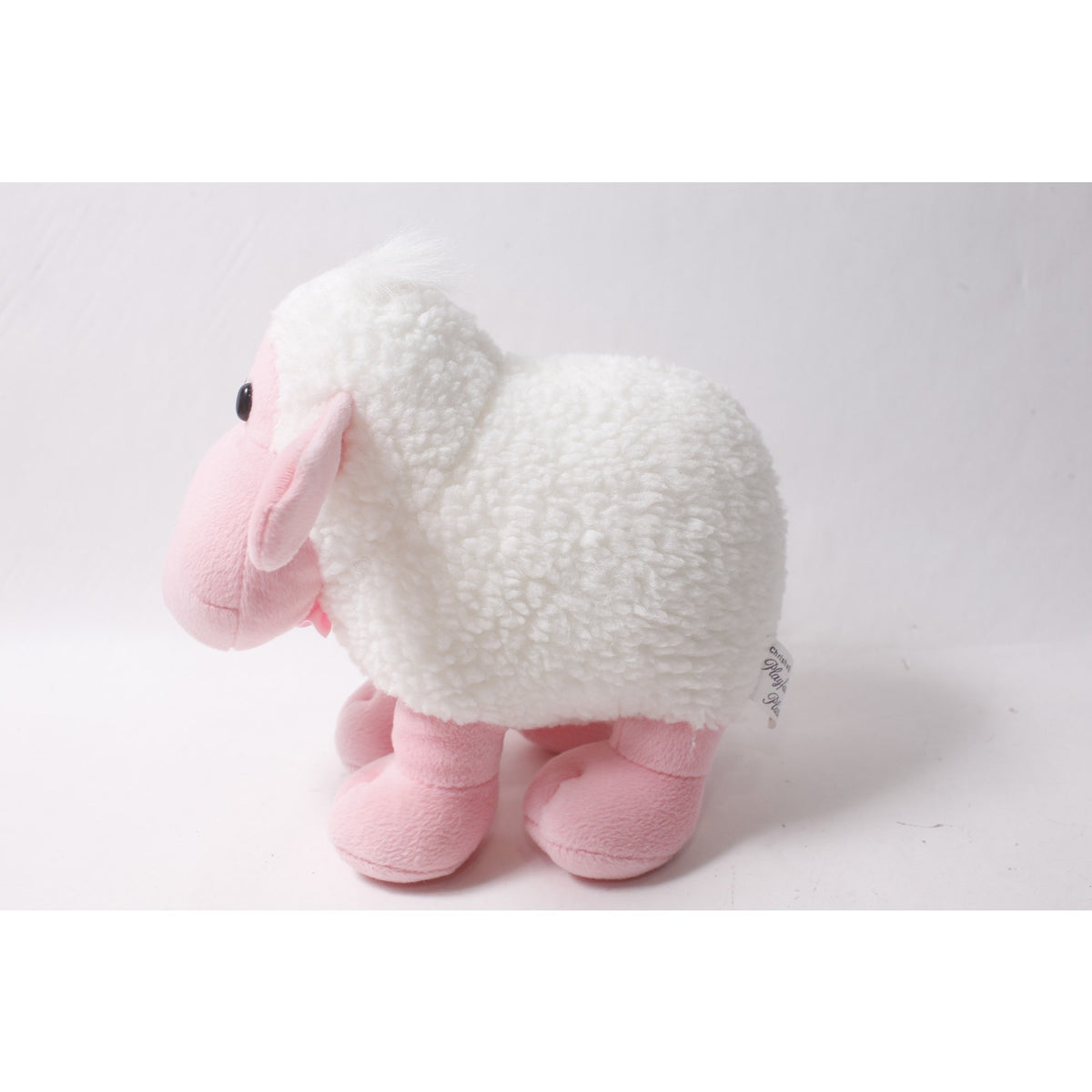 Chrisha Cute White and Pink Plush Lamb by Playful Plush ~ 260907-WH 1139