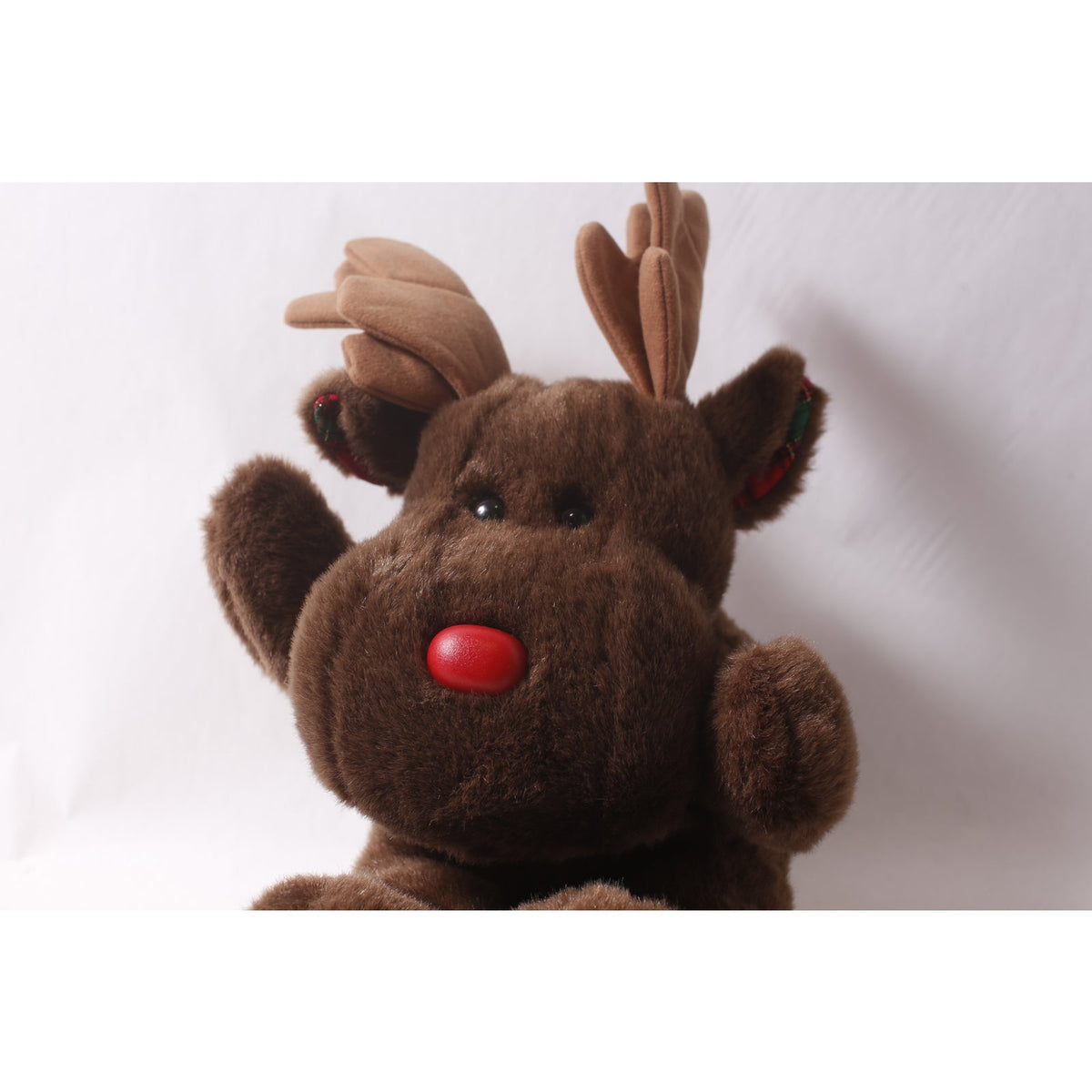 Rudolph the Red-Nosed Reindeer Moose Large Plush with Plaid Feet by Happiness Always ~ 260427-WH M-07-06