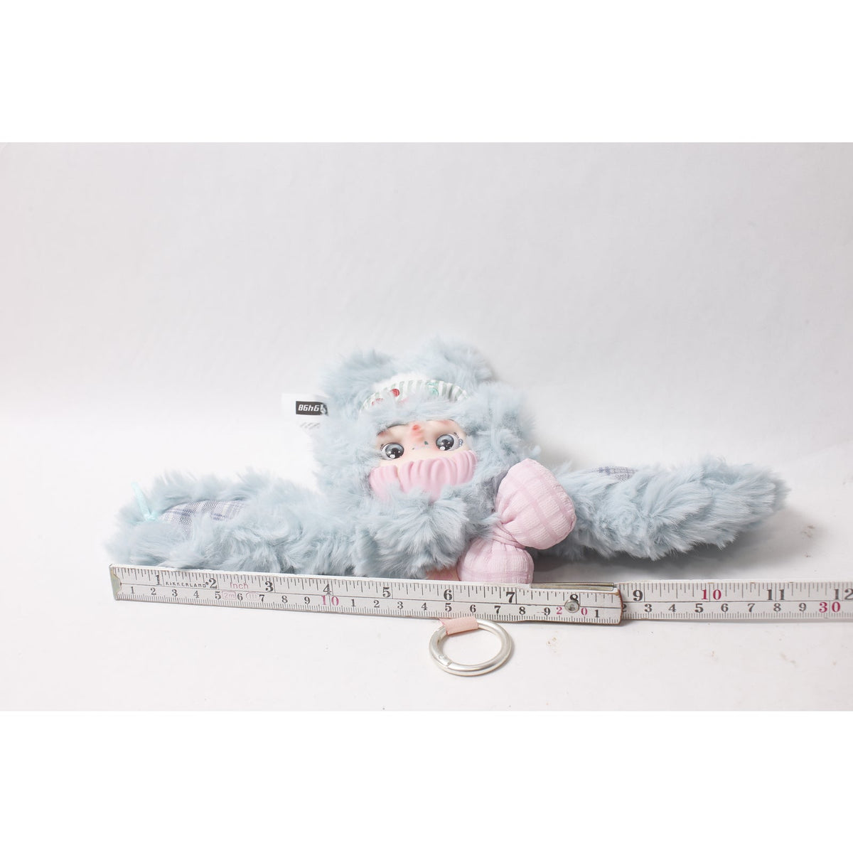 Yomi Blue Fluffy Bunny Paradise Plush Charm Keychain ~ 260907-WH 1137