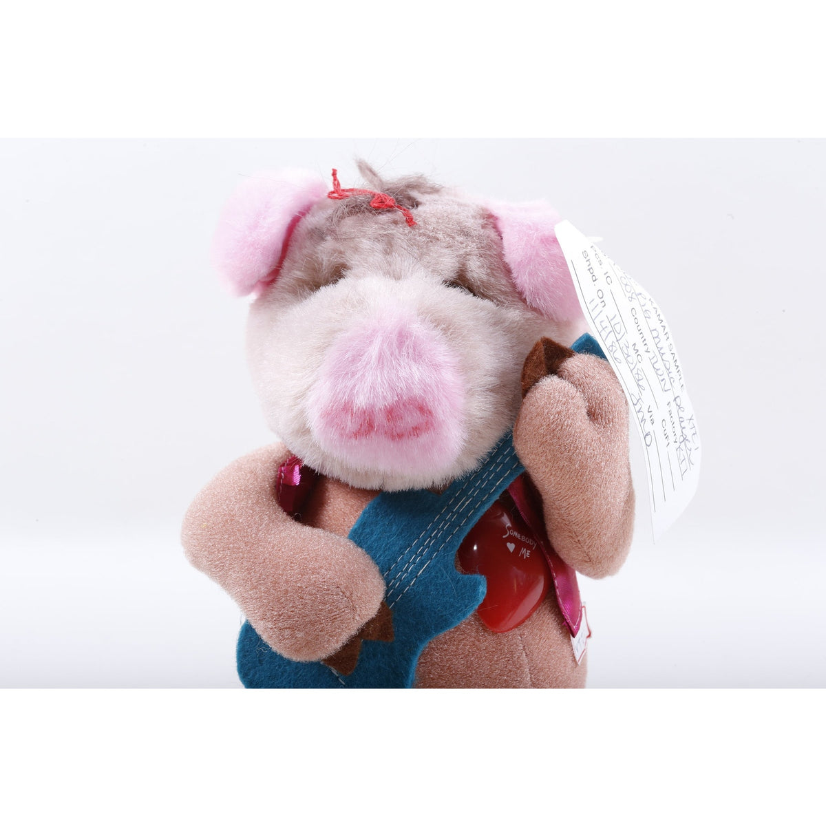 Kamar, Rare, Prototype, Sample, Pig, Guitar Player, 1986, Guitar, Heart, Plush, Soft, Toy, Stuffed Animal, ~ 20-01-185