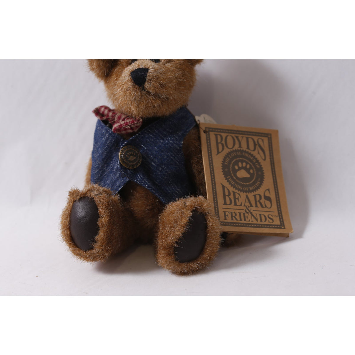 Boyds Bears Raeburn Plush Teddy in Denim Vest w Tag ~ 260427-WH M-15-02