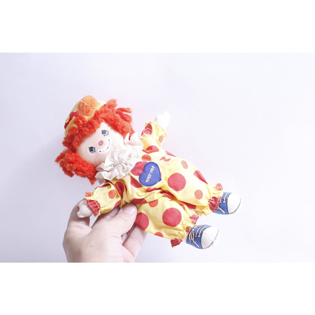 Half-Pint, Clown, Rag Doll, 7", 1978, Morgan, Redhead, Yellow Red Costume, Polka Dot, Vintage, Collectible, ~ WH-021 550