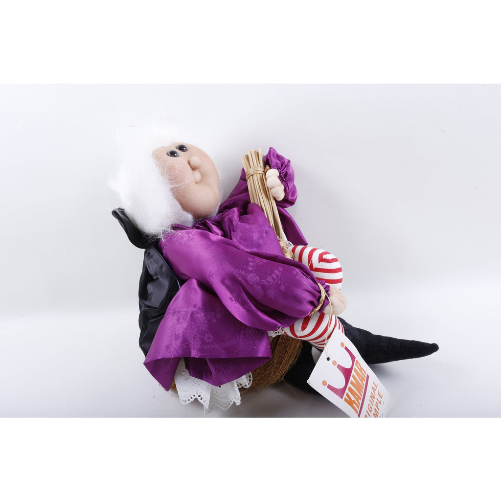 Kamar, Witch, Wanda, 1985, Purple White, Broom, Halloween, Soft, Plush Doll, Company Sample ~ 20-06-202