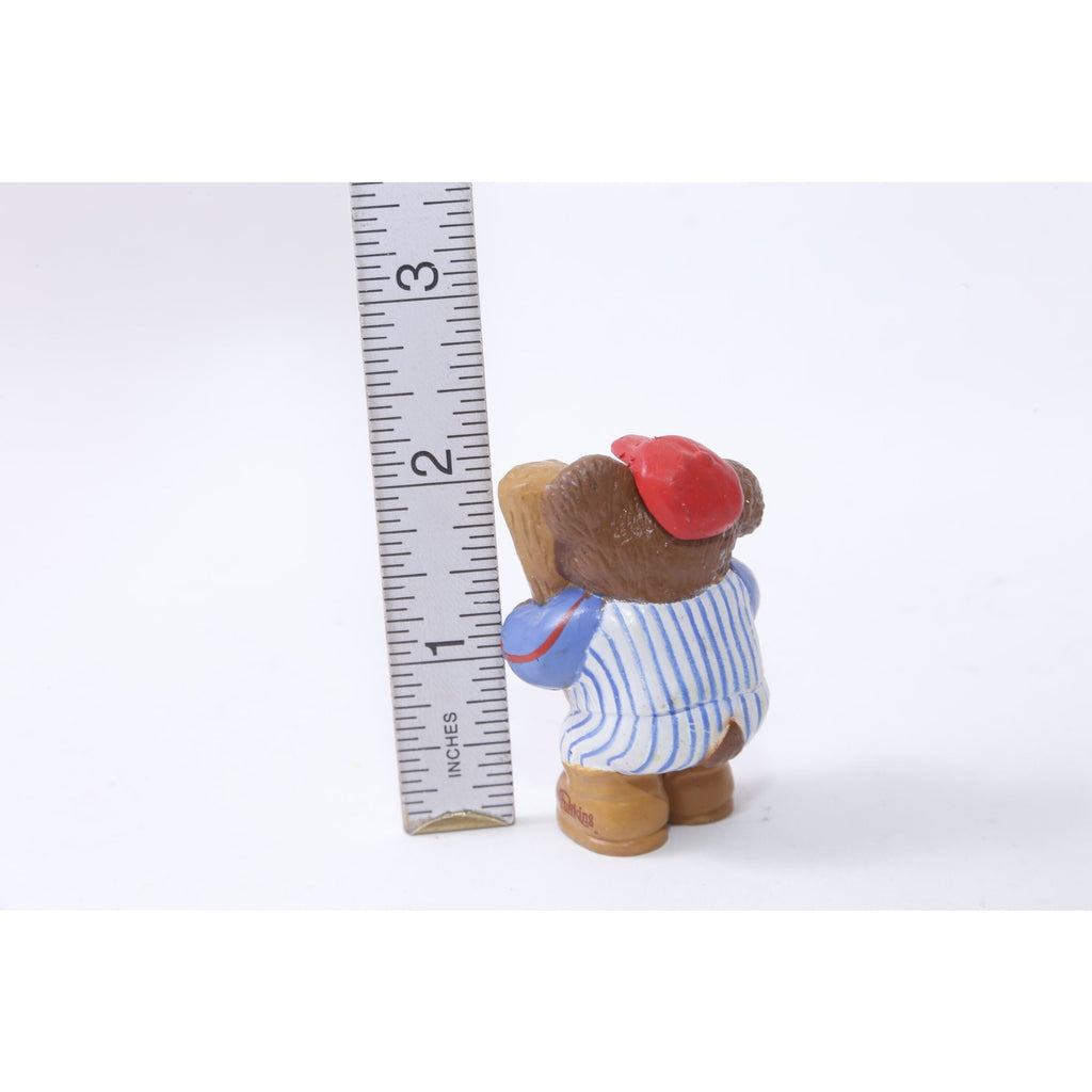 Teddy Bear, Baseball Player, Furskins, PVC Figure, Bat, Ball, Sports, Animal, Toy, 2", Miniature, Collectible, Vintage, ~20-01-467
