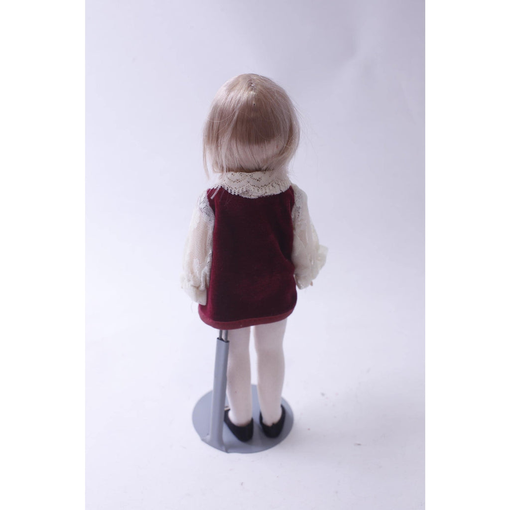 Vintage Plastic, Jesco 1983 Doll wearing Red Jacket with White Lace, Blonde, 10 inches Collectible, Displayable, ~ 240912-WH 1230