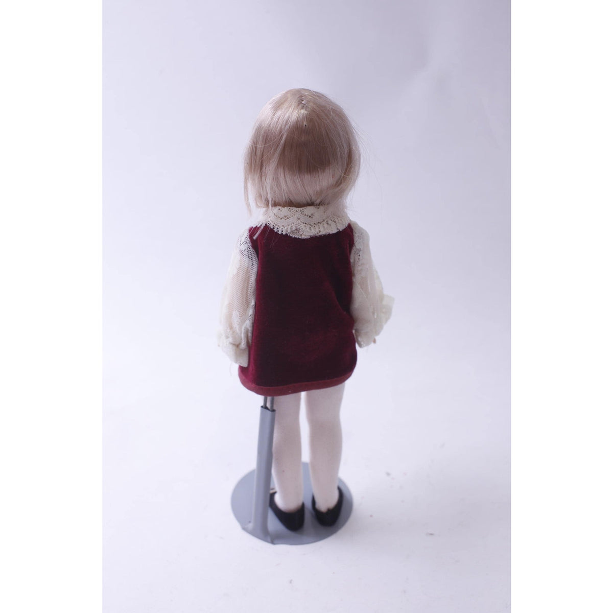 Vintage Plastic, Jesco 1983 Doll wearing Red Jacket with White Lace, Blonde, 10 inches Collectible, Displayable, ~ 240912-WH 1230
