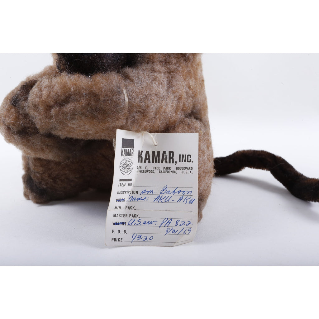 Kamar, Rare, Early Employee Sample, OOAK, hand made, Baboon, Brown, Monkey, 1969, 4320, Soft, Plush - 212