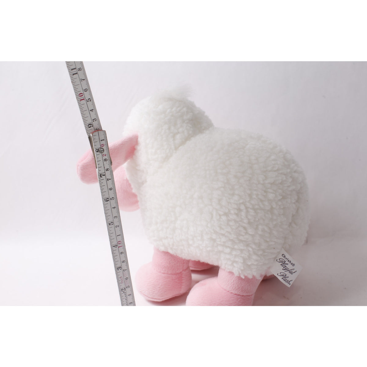 Chrisha Cute White and Pink Plush Lamb by Playful Plush ~ 260907-WH 1139