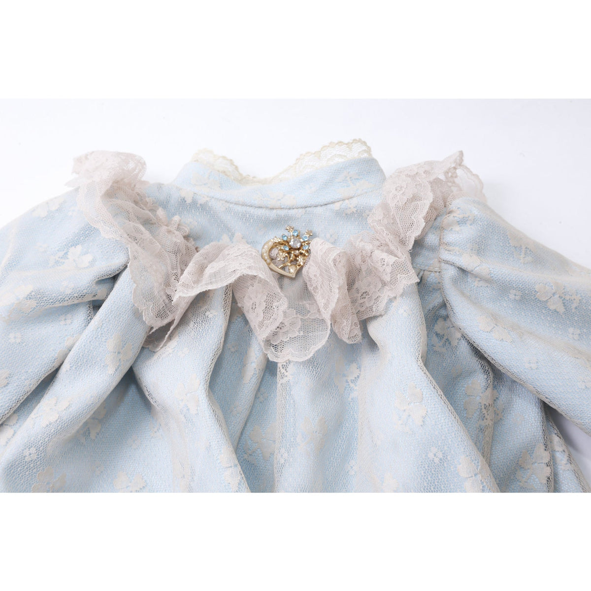 Antique Doll Dress Baby Girl Dress, Blue, Lace, Retro Style, Pin, Jewelry, 14", Baby Clothes, Kids, Fashion, Outfit, Vintage, ~20-01-512