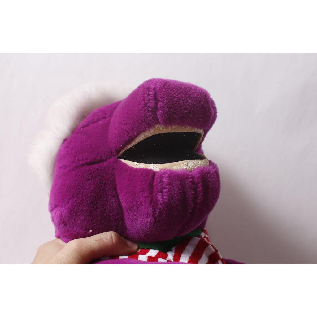 1990s XL Barney The Dinosaur Christmas Plush by Lyons Group Purple FLAW ~ 260608-WH 660