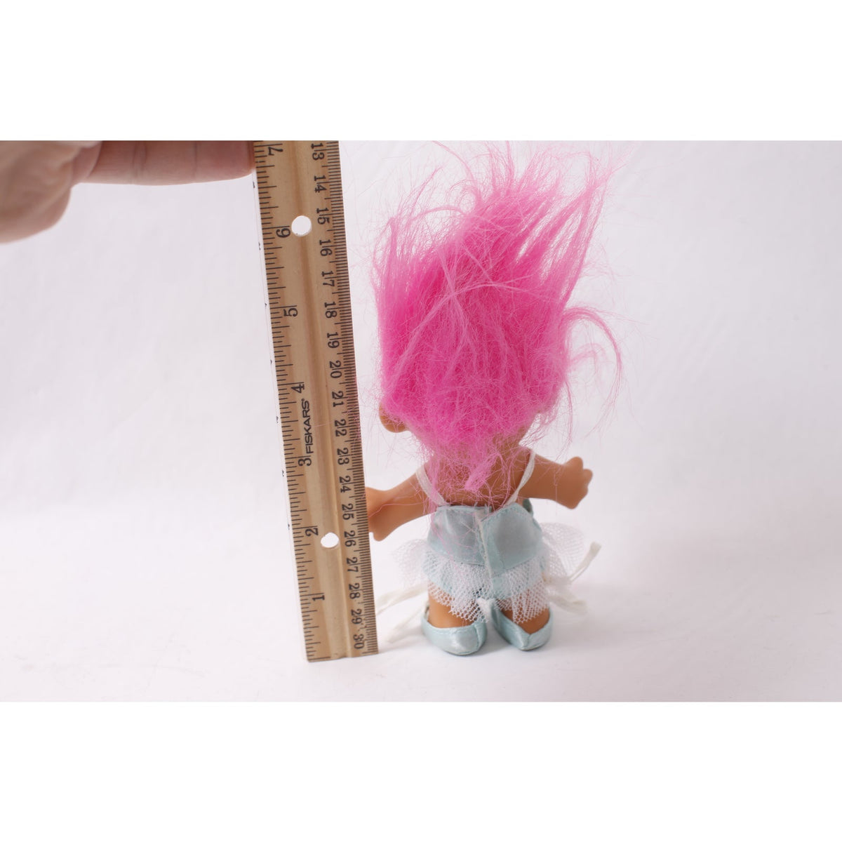 1990s Vintage Russ Ballerina Troll Doll in Blue Dres with Pink Hair ~ 260423-WH 1093