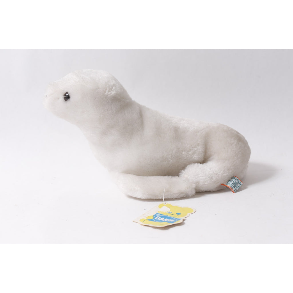1970s Dakin White Seal Plush Cute Stuffed Animal w Tag ~ 260718-DISH M-17-04