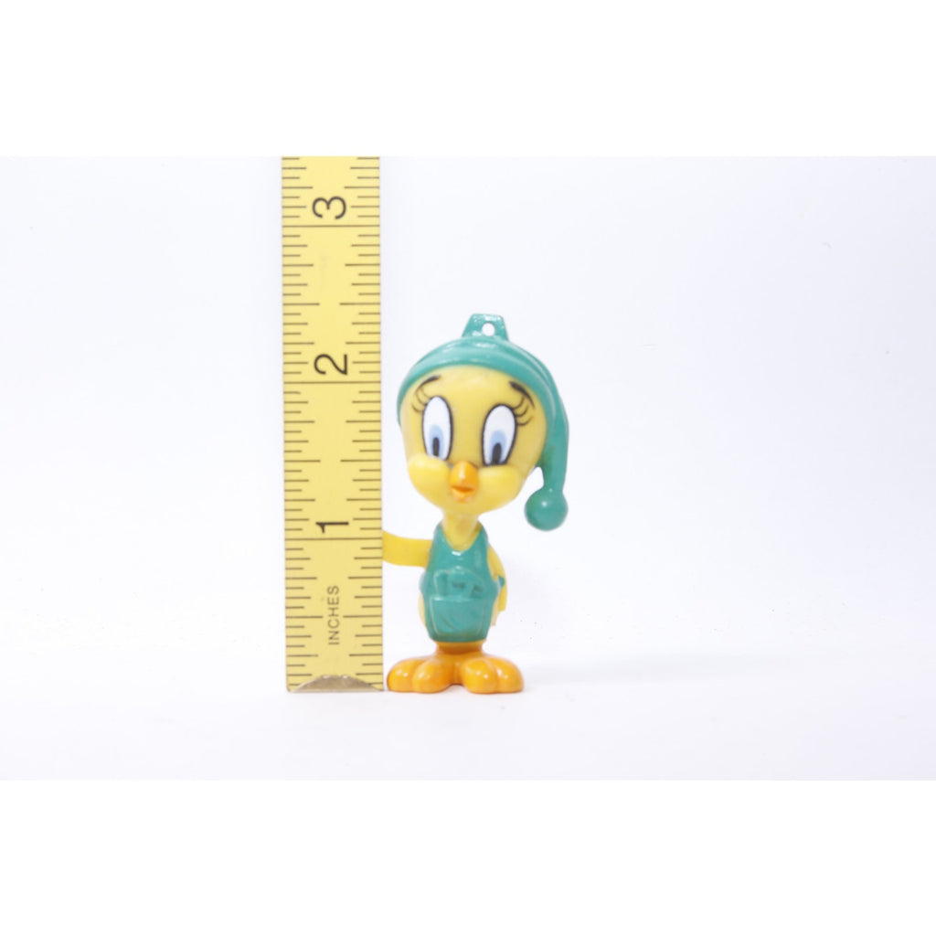 Looney Tunes, Tweety, Key Chain Bird, 2 1/2", PVC, Figure, Green Outfit, Standing, Hanging, Toy, Cartoon, Vintage, Collectible, ~ 20-01-688