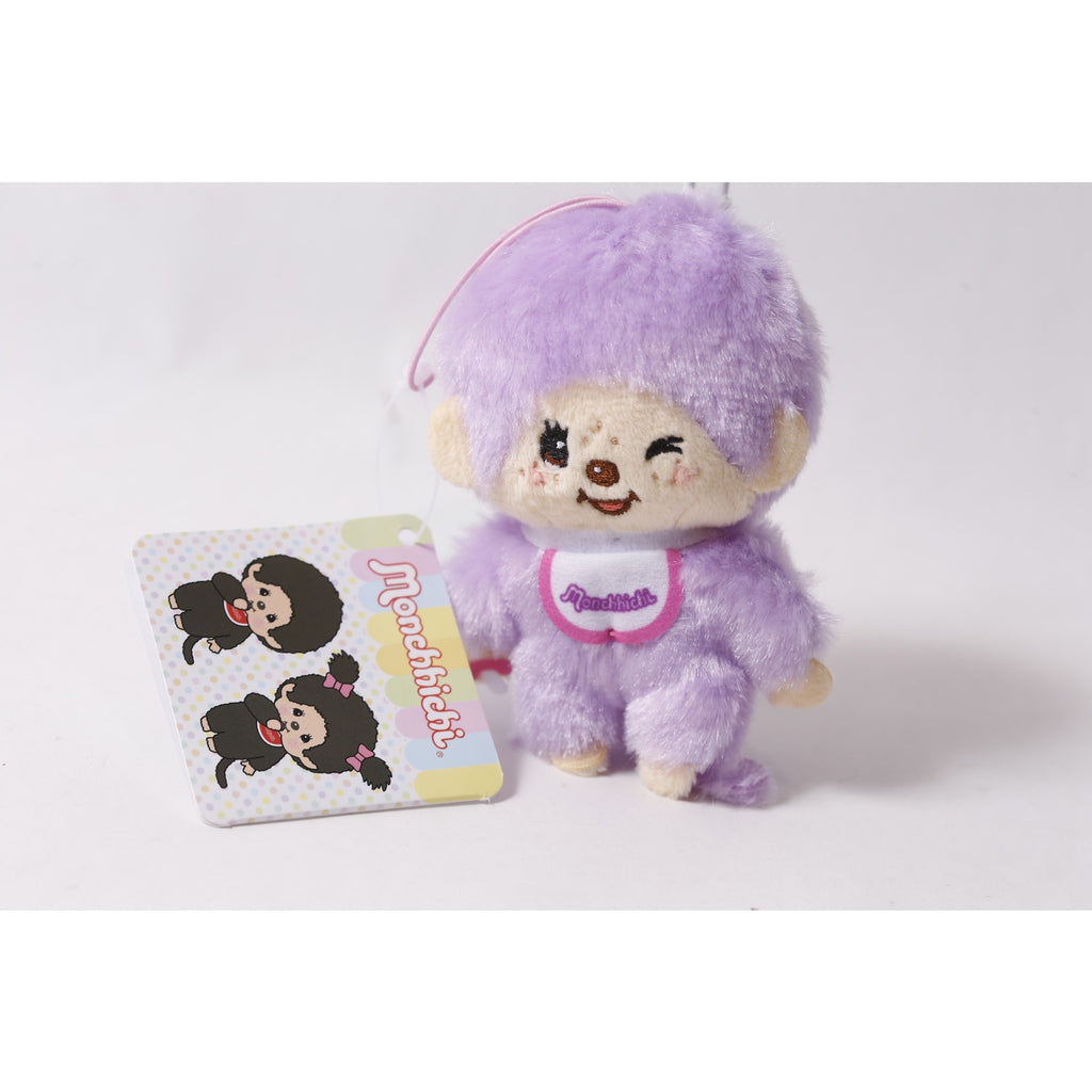Sekiguchi Monchhichi Purple Plush Keychain Japan Collectible ~ 260710-WH 1385