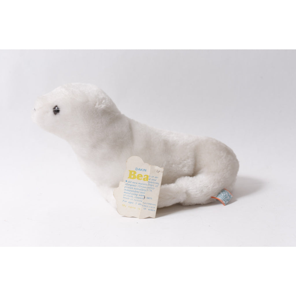 1970s Dakin White Seal Plush Cute Stuffed Animal w Tag ~ 260718-DISH M-17-04