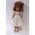 Vintage 1960s Doll from the ussr, Pink Dress with White Apron, Redhead, Poseable Figure, FLAW ~ 241226-WH M-21-01