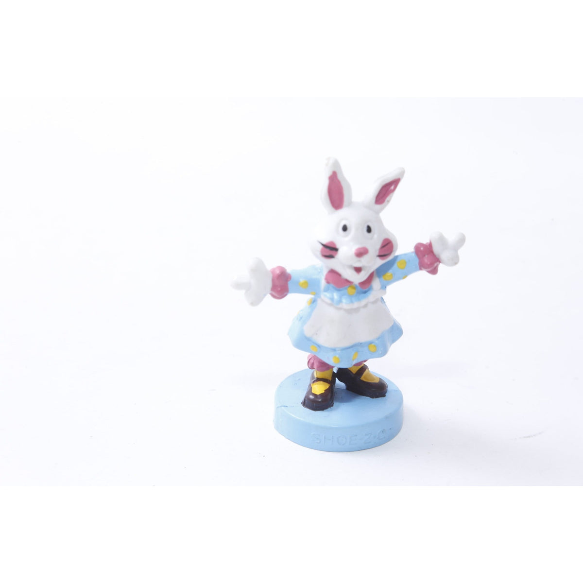 Rabbit, Bunny, Shoe-Z-O, Dressed, PVC Figure, Advertizing, Blue Dress, White Apron, Miniature, 2.5", Toy, Collectible, Vintage, ~20-01-467