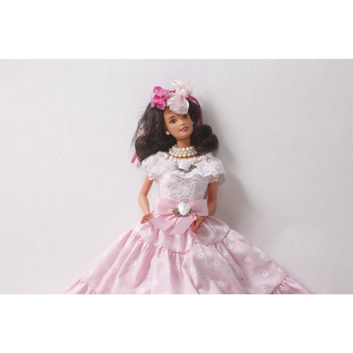 Mattel Barbie Doll wearing Pink and White Lace Gown ~ 260907-WH 1136
