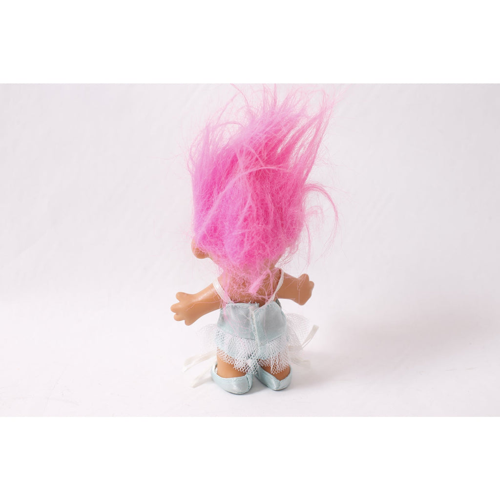 1990s Vintage Russ Ballerina Troll Doll in Blue Dres with Pink Hair ~ 260423-WH 1093