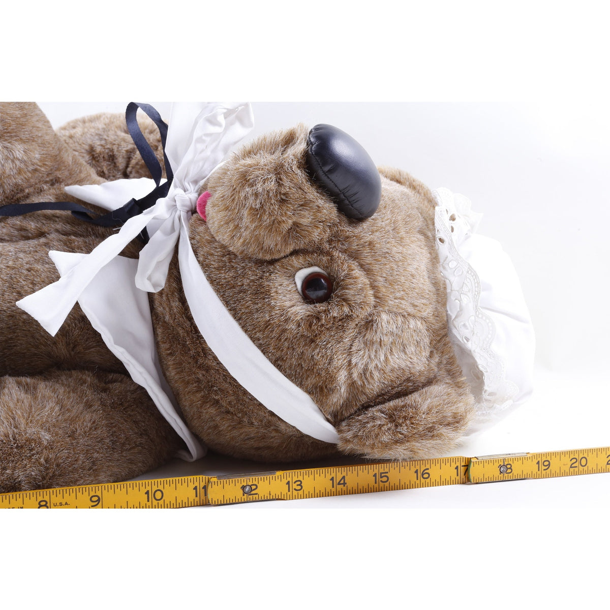 HUGE Kamar, Rare, Prototype, Sample, OOAK, hand made, Sitting Bear With Bonner, 1987, White Hat, Brown, Soft, Plush, Doll, Toy, - M-01-08