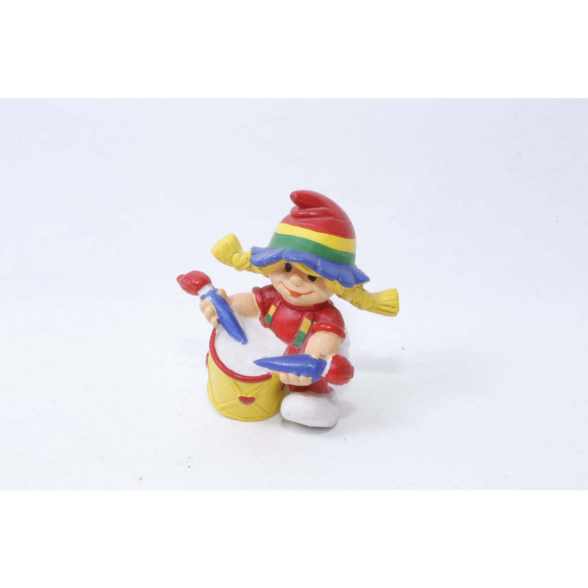 Rainbow Kids Brite LGBT, Pride, Girl with Drums, 2 1/2", PVC, Figure, Rainbow Hat, Red White Outfit, Toy, Vintage, Collectible, ~ 20-01-451