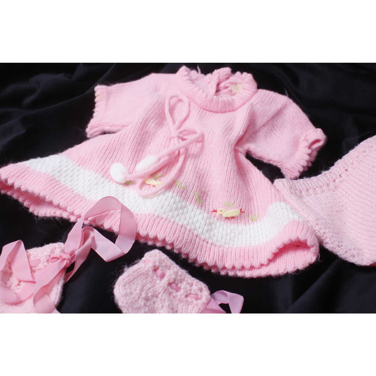 Cabbage Patch Size Vintage Pink Knit Doll Dress Bloomers and Shoes ~ 260914-WH 1199
