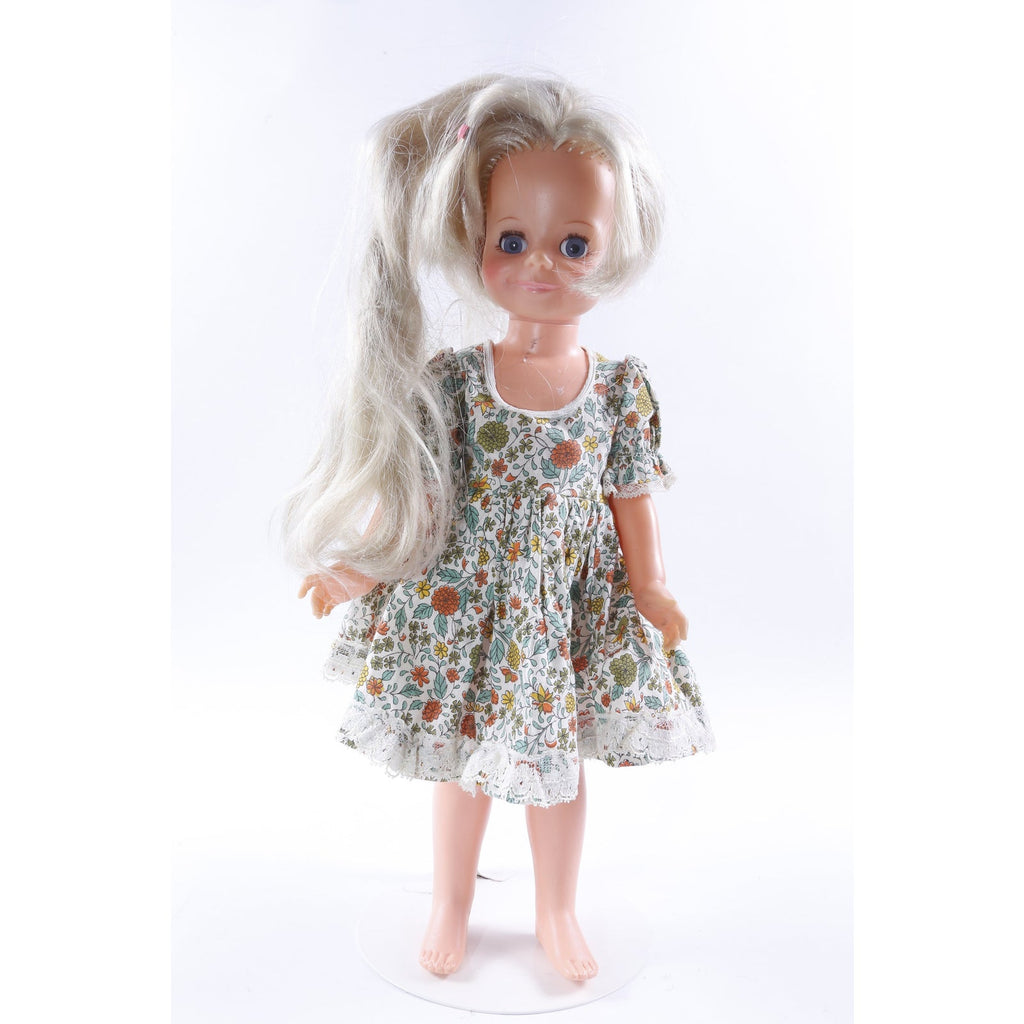 VELVET, Blonde, Dressed, Doll, Toy, Plastic Figure, Long Hair, White Dress, Floral Patterns, Vintage, Collection, ~ 20-01-226 AA