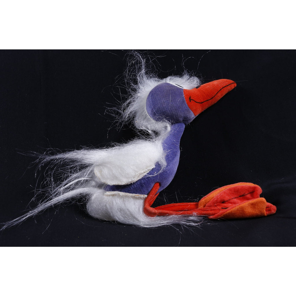 Kamar, Production Sample, 60s Purple, Bird, Road Runner Long Beak, Soft, Plush, Doll, Stuffed Animal, Vintage, 280