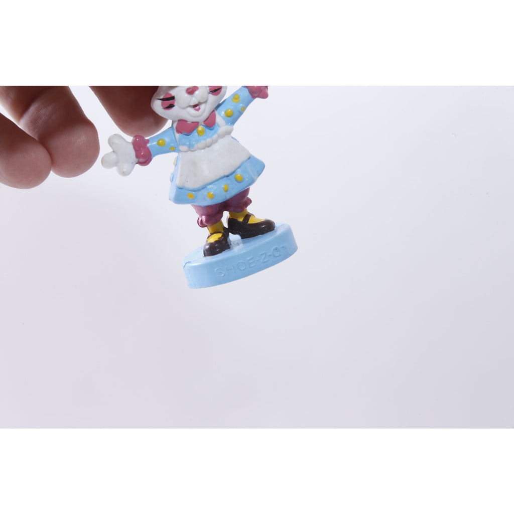 Rabbit, Bunny, Shoe-Z-O, Dressed, PVC Figure, Advertizing, Blue Dress, White Apron, Miniature, 2.5", Toy, Collectible, Vintage, ~20-01-467