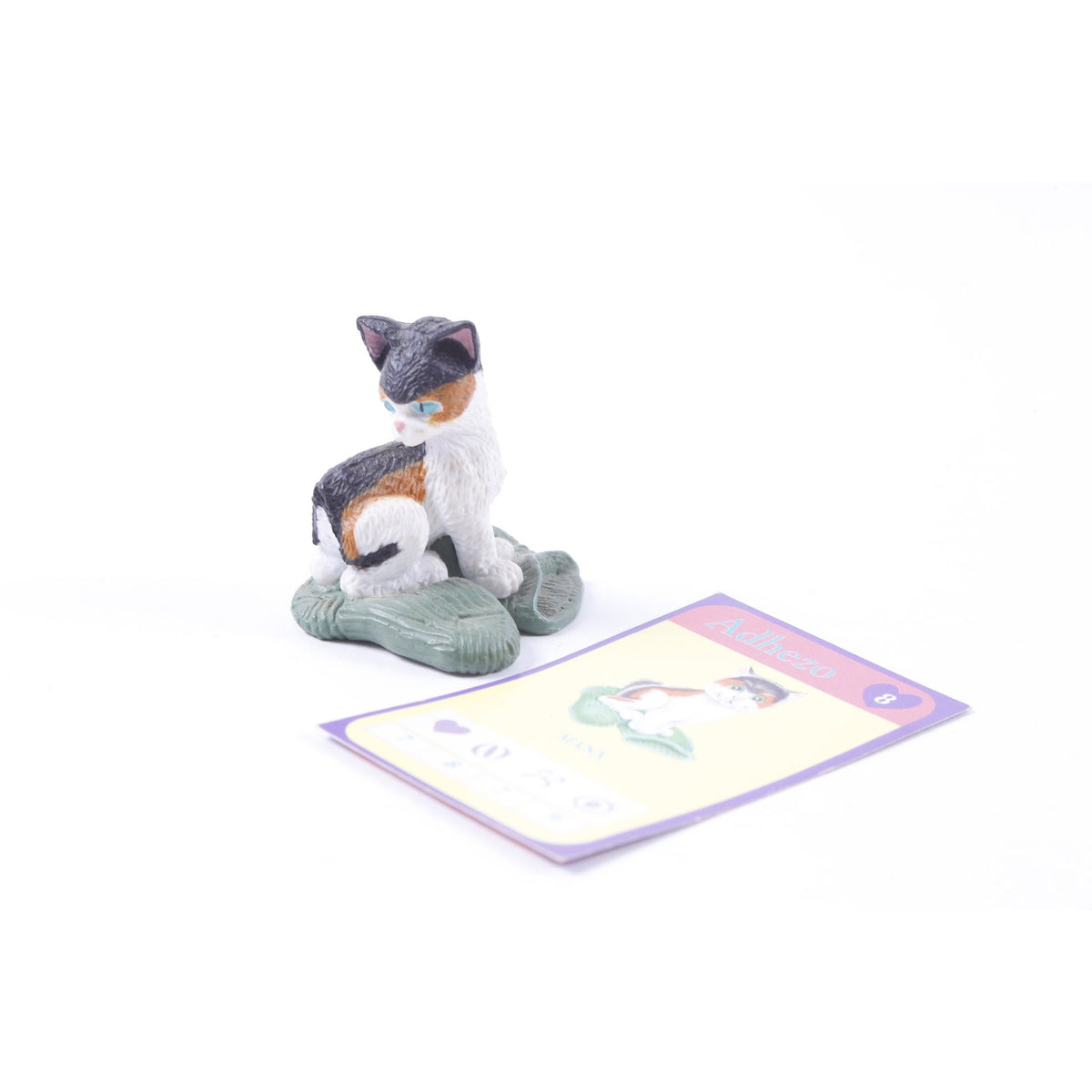 Kitty in my Pocket, Adhezo, Mann, Cat, 8, Toy, PVC Figure, White Black, Kitten, Plastic Toy, Animal, Children, Vintage 20-01-541