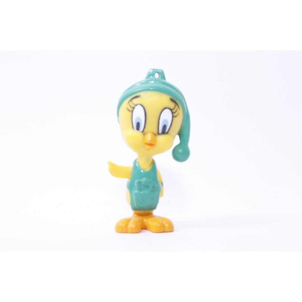Looney Tunes, Tweety, Key Chain Bird, 2 1/2", PVC, Figure, Green Outfit, Standing, Hanging, Toy, Cartoon, Vintage, Collectible, ~ 20-01-688