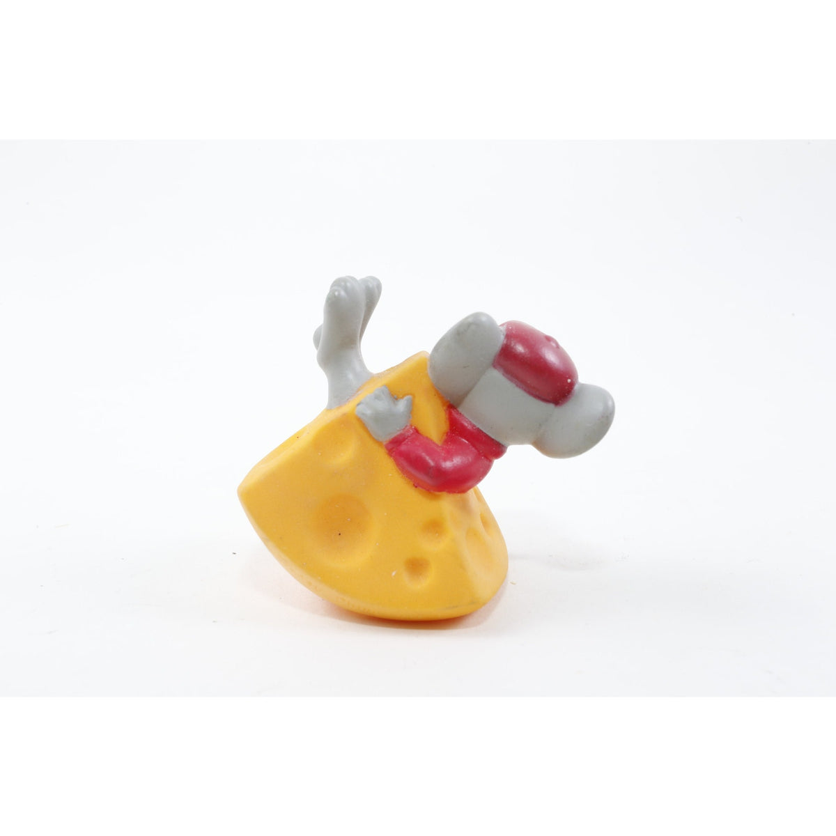 Disney Bernard on Cheese, Rescuers PVC, Plastic Toy, PVC Figure, Red Costume, Hat, Miniature, Children, Vintage Toys ~WH-2 1269 71