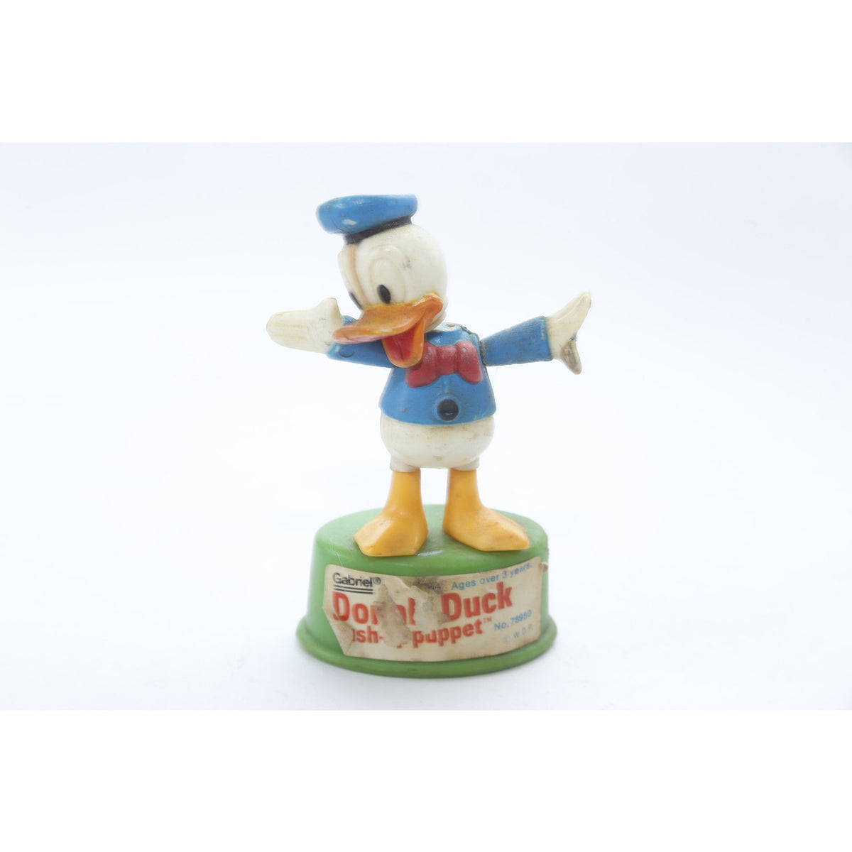 Gabriel, Donald Duck, Push Puppet, 4 1/4", PVC Figure, Disney, Cartoon Character, Funny, Children, Vintage, Collectible, ~ 230204-AHL-1 1192