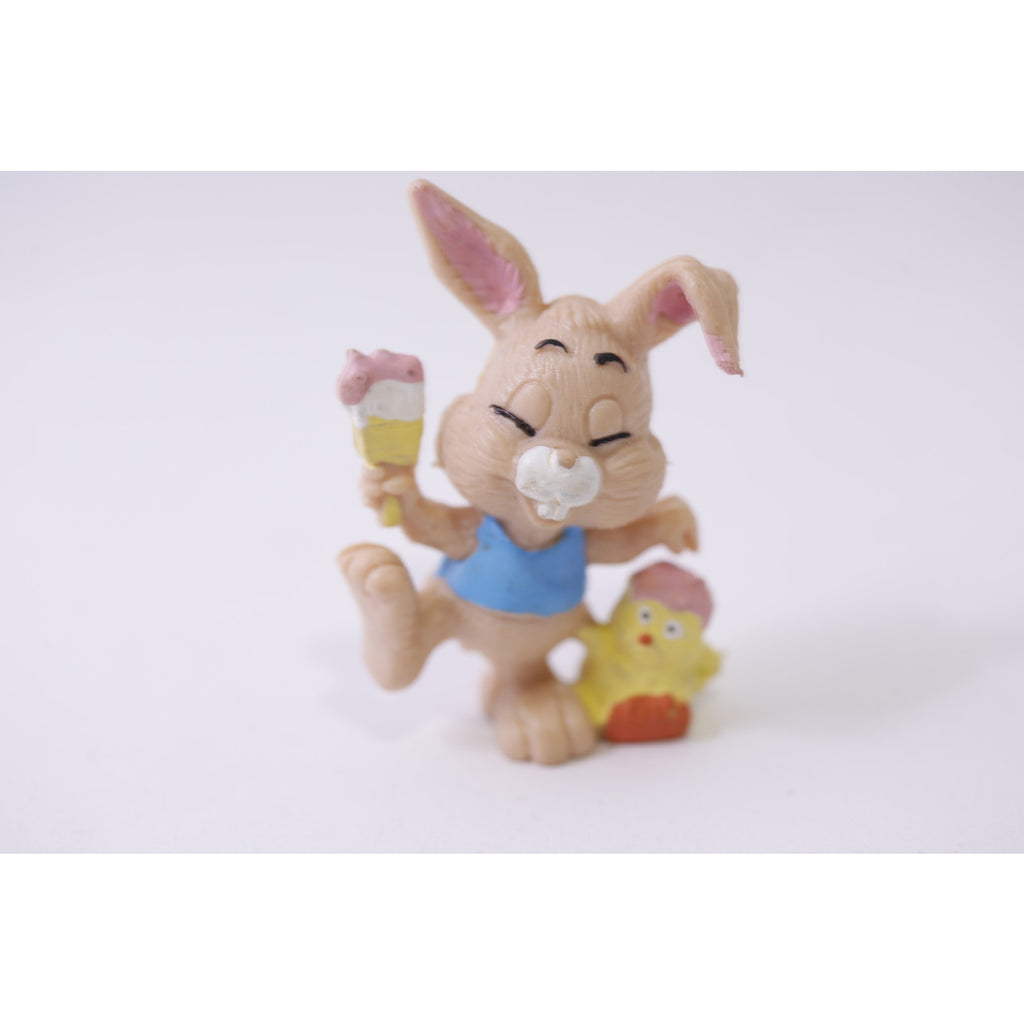 Easter Bunny PVC Figure Holding Paintbrush with Chick 1980s Toy, 251028-WH 289