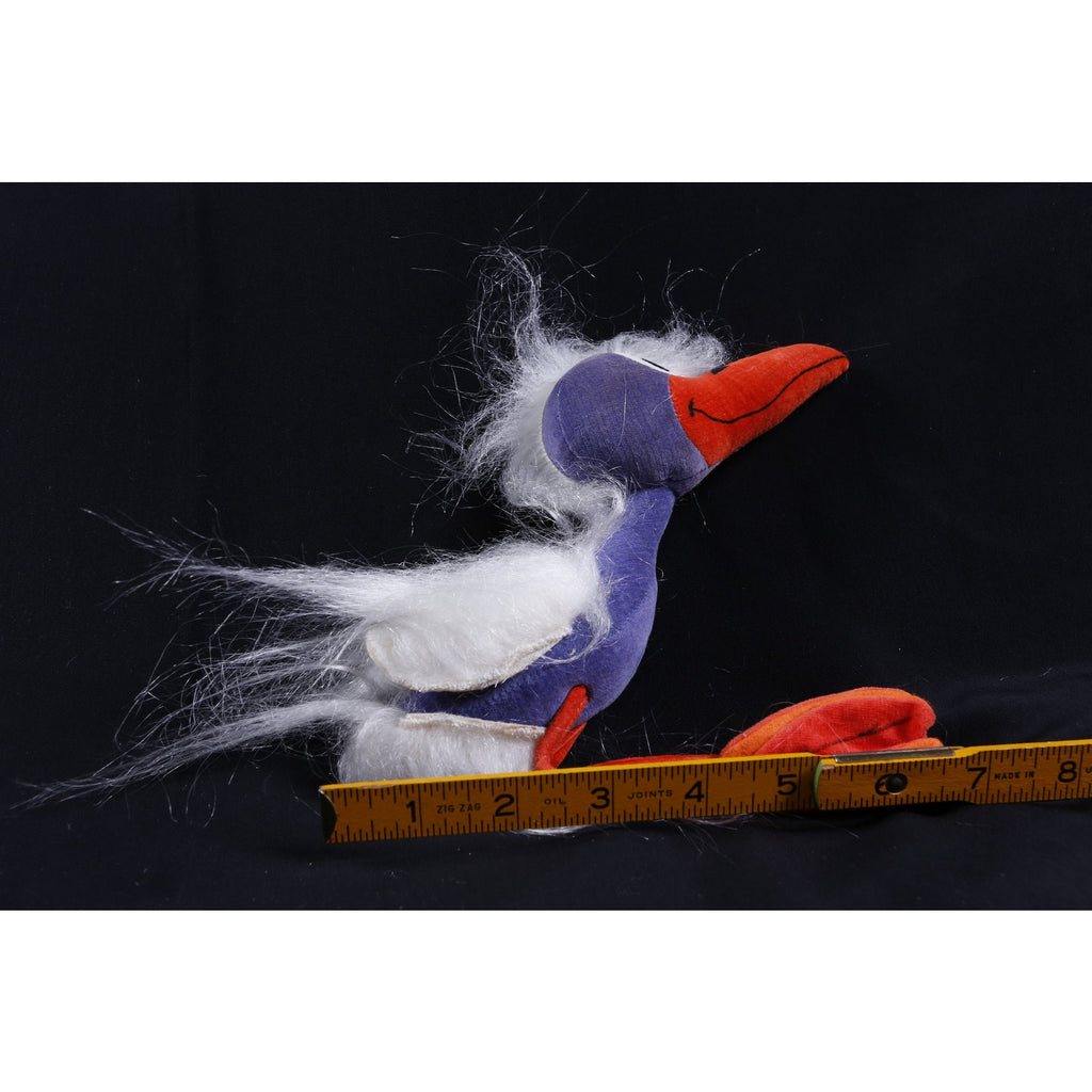 Kamar, Production Sample, 60s Purple, Bird, Road Runner Long Beak, Soft, Plush, Doll, Stuffed Animal, Vintage, 280