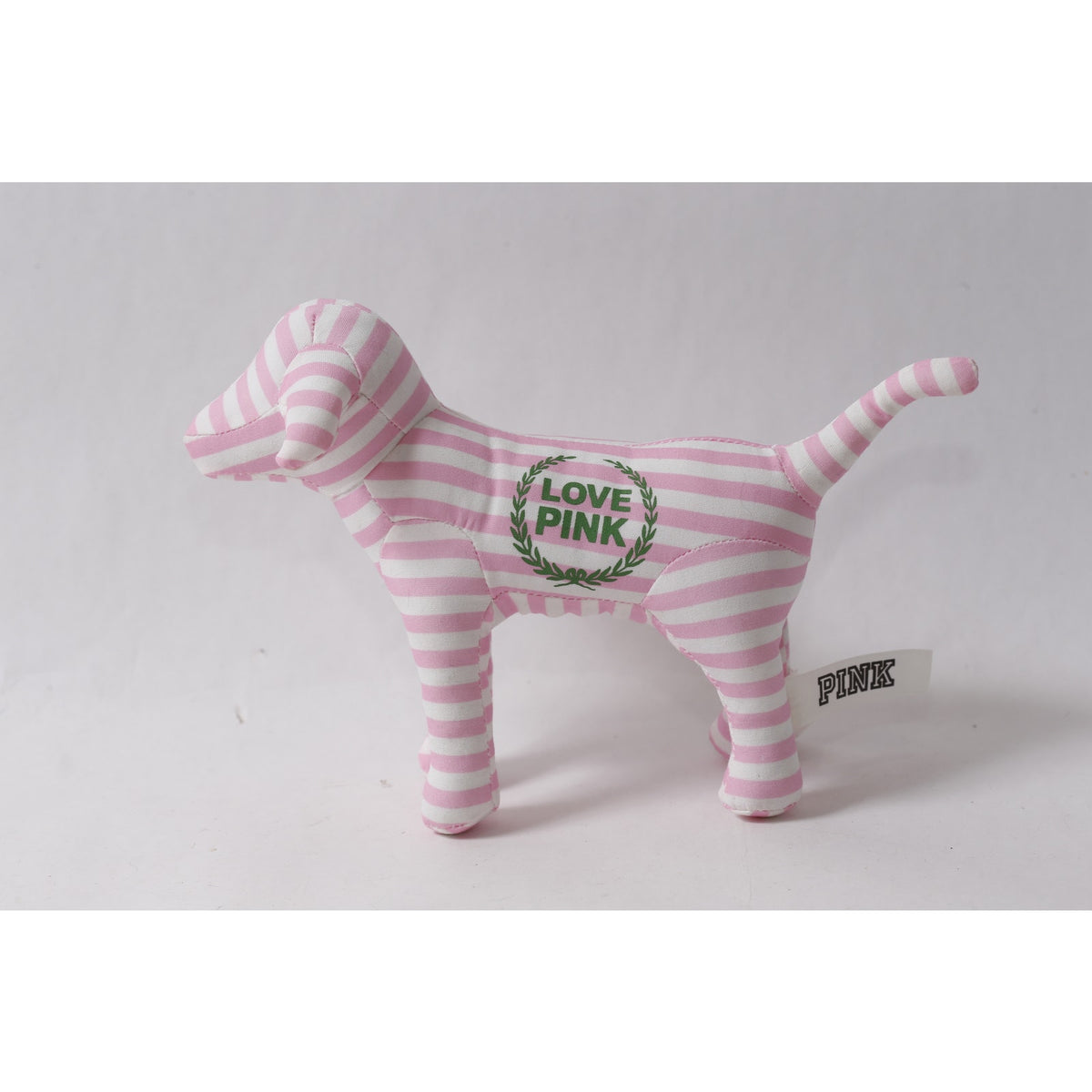 Victoria's Secret PINK Plush Dog Striped Stuffed Animal ~ 260909-WH 1395