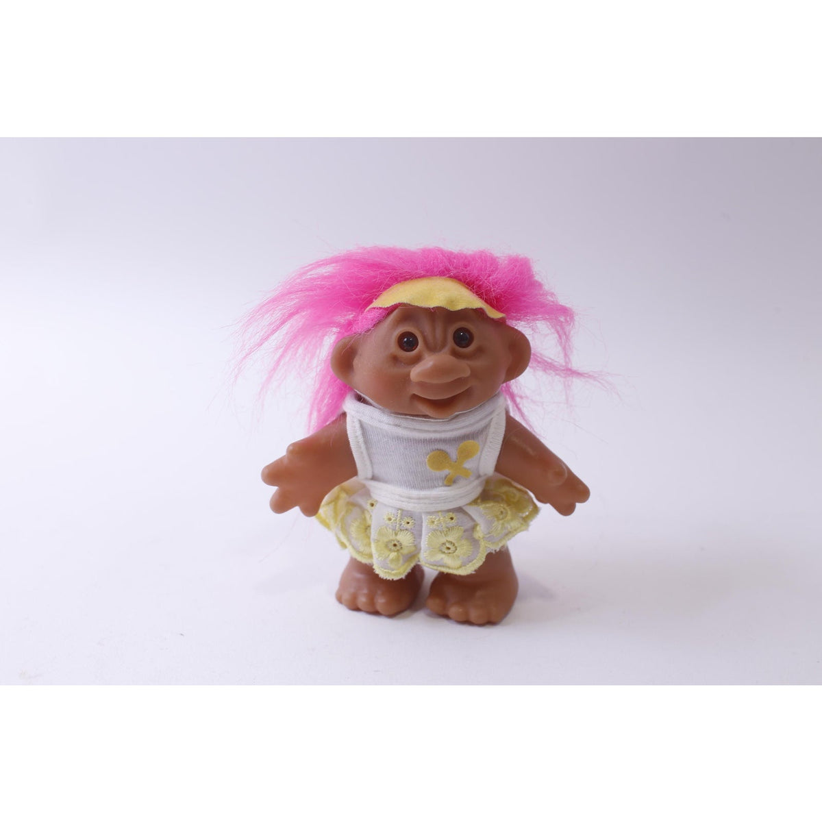 DAM Troll, Neon Hair, Girl Doll, Tennis Player White-Yellow Dress, Sports, Gift Idea, Collectible, ~ 241230-WH 11