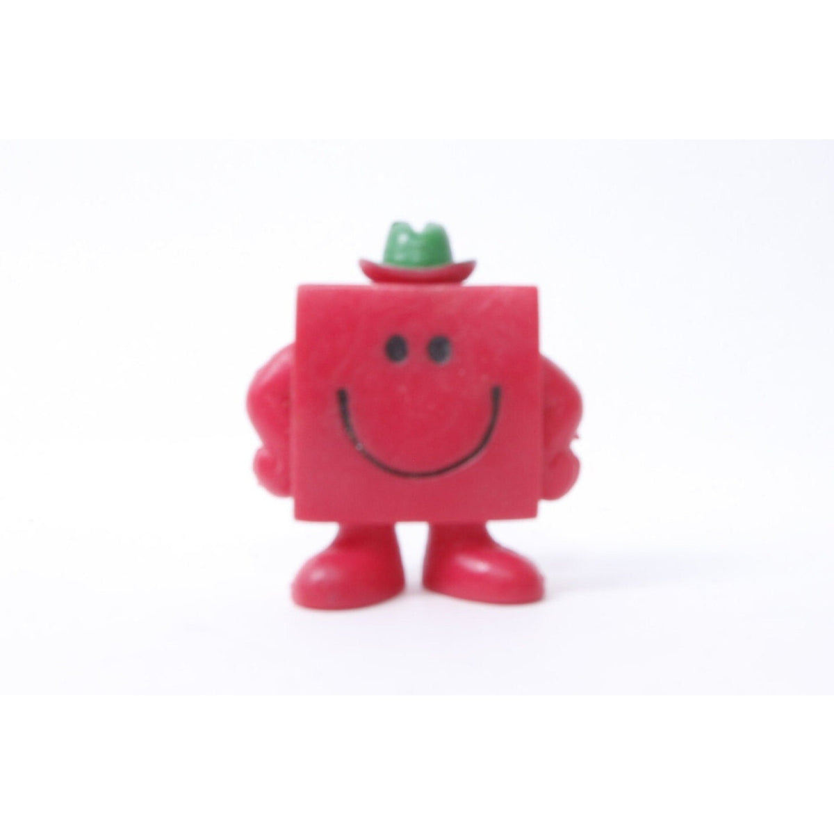 Mr Men Strong, Toy, Red, 1 3/4", PVC Figure, Green Hat, Roger Hargreaves, Comics Character, Children, Collection, Vintage, ~ 287