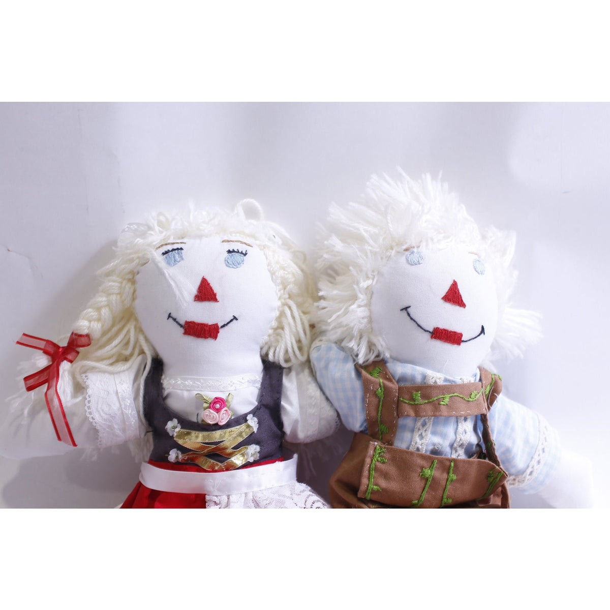 Scandinavian, European, Raggedy Ann and Andy Dolls, Hand Made, German, White Cloth, 1970s - 230710-DIR 224